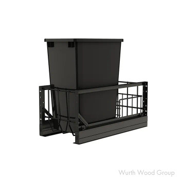 Rev-A-Shelf 5349 10-3/4" Black Bottom Mount Waste Pullout with 1-35 Quart Black Bin Soft-Close, 5349-15DM-118, SINGLE 35 QT | 534915DM118
