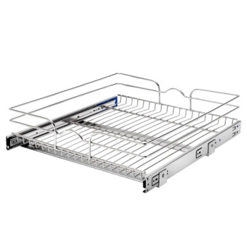 Rev-A-Shelf 5WB1 Chrome 20-1/2" 1-Shelf Pullout Organizer with Standard Slides, 5WB1-2122CR-1, 21"X22", 20-3/8" (518 mm) W x 22" (559 mm) D x 7" (178 mm) H | 5WB12122CR