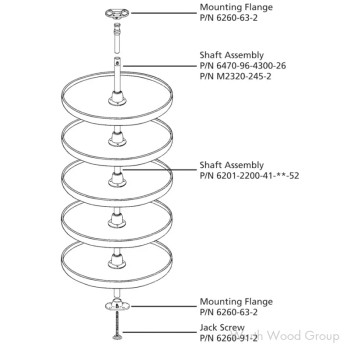 Rev-A-Shelf 6065 16" D White Polymer Full Circle Independently Rotating Pantry Lazy Susan, 5 Tray Set with Hardware, 6065-16-11-52 | 6065161152