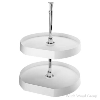 Rev-A-Shelf 6272 20" D White Polymer D-Shape Lazy Susan Independently Rotating, 2 Tray Set with Hardware, 6272-20-11-52 | 6272201152