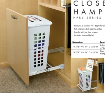 Rev-A-Shelf Closet Hamper | Pullout Hamper with Lid | HPRv1925s