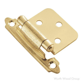 Hickory Hardware Self-Close Variable overlay Face Mount Hinge, Screw-on Polished Brass - P144-3 | P1443