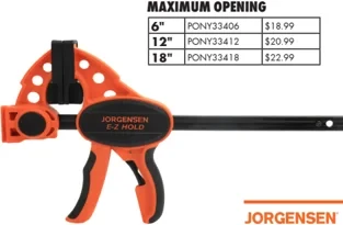 Pony Jorgensen E-Z Hold Expandable Bar Clamp | Maximum Opening: 18" | PONY33418