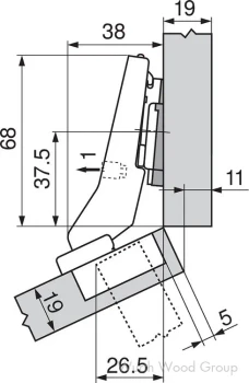 Blum CLIP Top Inserta Self-Close Full Overlay 30° Angle Face-Frame;Frameless Hinges Nickel, 95° Toolless - 79A9596BT1 | 79A9596BT1