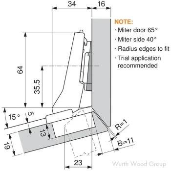 Blum CLIP Top Inserta Self-Close Half Overlay 20° Angle Face-Frame;Frameless Hinges Nickel, 95° Toolless - 79B9595, +20 DEGREE | 79B9595
