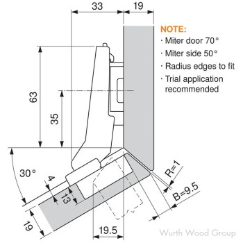 Blum CLIP Top Inserta Self-Close Half Overlay 30° Angle Face-Frame;Frameless Hinges Nickel, 95° Toolless - 79B9596, +30 DEGREE II | 79B9596
