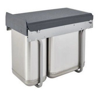 Top Mount Double 10 Liter/20 Liter Pullout Under-Sink Waste Container Stainless Steel | 8785302SS