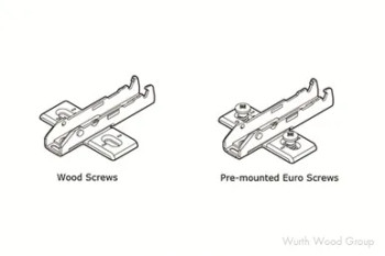 Tiomos Adjustment Wing Mounting Plate with Pre-Mounted Euro Screws, 3-Point Fixing, Nickel-Plated, Screw-On, 0mm | GRF058139736228