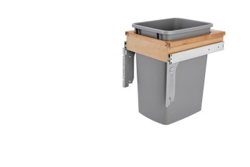 Rev-A-Shelf 4WCTM 12" Maple 1-35 Quart Top-Mount Waste Pullout with Silver Bin and Standard Slides, 4WCTM-1516DM-1 | 4WCTM1516DM1