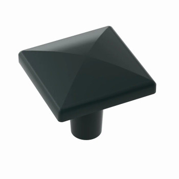 Amerock Extensity Series Matte Black 1-1/8 in (28.5 mm) L x 1-1/8 in (29 mm) W Knob, -BP29370FB | BP29370FB