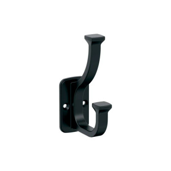 4-1/2" x 4-1/2" Alder Double Prong Decorative Wall Hook, Matte Black | H37007MB