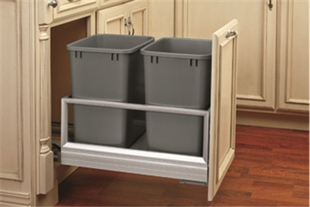 Rev-A-Shelf 5149 Single Bottom Mount Waste Containers - Silver