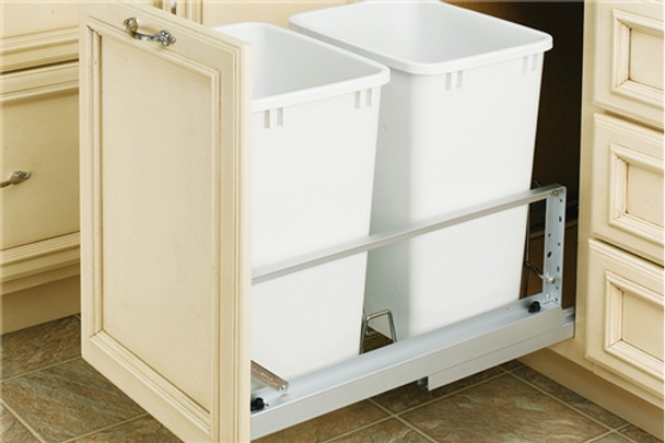 Rev-A-Shelf 5349 Double Door Mount Waste Containers - Silver