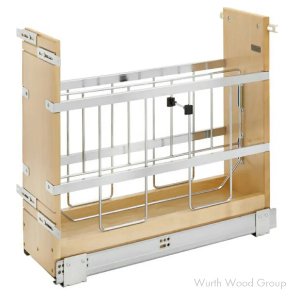 Rev-A-Shelf 447 Maple 7-1/8" Base Cabinet Tray Divider and Foil Wrap Organizer with Soft-Close Slides, 447-BCSC-6C, 6" | 447BCSC6C
