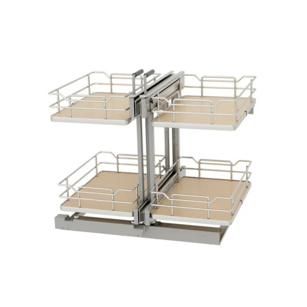 Rev-A-Shelf 53PSPE Two-Tier Blind Corner Kit for 18" Opening and Soft-close Full extension Slides Maple, Non-handed - 53PSPE-18SC-MP | 53PSPE18SCMP