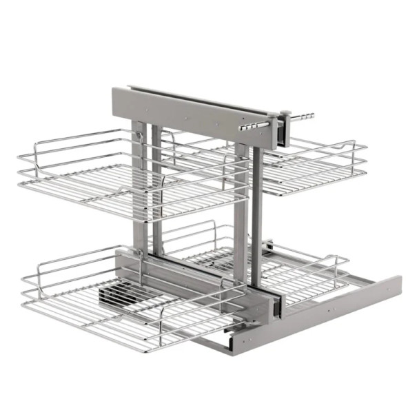 Rev-A-Shelf 5PSP Two-Tier Blind Corner Units for 15" Opening with Soft-close Full extension Slides Chrome, Non-handed - 5PSP-15SC-CR, 26-1/4" (667 mm) W x 20-1/4" (514 mm) D x 21" (533 mm) H | 5PSP15SCCR