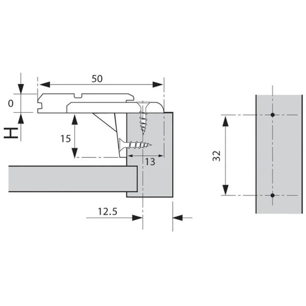 Clip Flange Face Frame Mounting Plate, Nickel-Plated, Screw-On | 175L660024