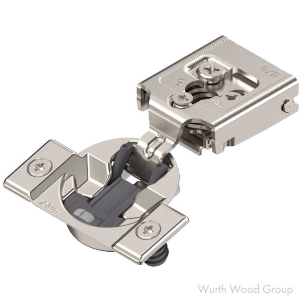 Blum Compact 30C Soft-Close BLUMOTION 5/8" Overlay Face-Frame Hinges Nickel, 105° Dowel - 30C258B10 | 30C258B10