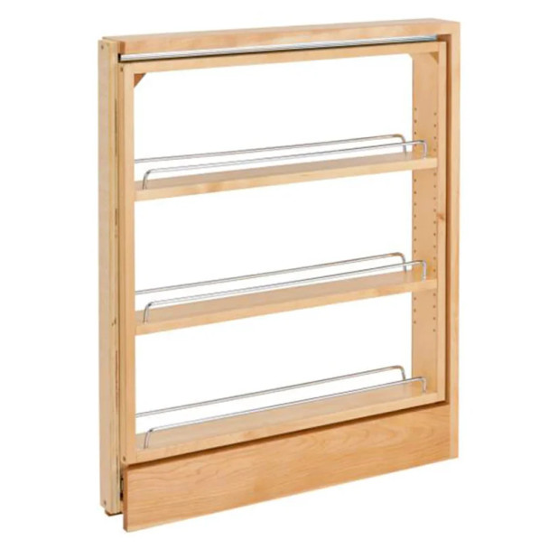 Rev-A-Shelf 438 Maple 3" 3-Shelf Base Cabinet Pullout Organizer with Soft-Close Slides, 438-BCSC-3C | 438BCSC3C