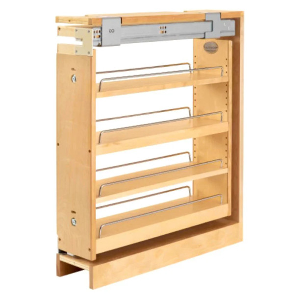 Rev-A-Shelf 438 Maple 6" 3-Shelf Base Cabinet Pullout Organizer with Soft-Close Slides, 438-BCSC-6C | 438BCSC6C