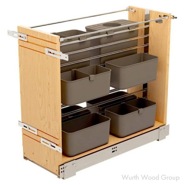 Rev-A-Shelf 444 8-5/8" W Maple Modular Base Organizer with Soft-close Full extension Slides, - 444-BCSC-8C | 444BCSC8C