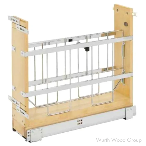 Rev-A-Shelf 447 Maple 5-1/4" Base Cabinet Tray Divider and Foil Wrap Organizer with Soft-Close Slides, 447-BCBBSC-5C, 5" | 447BCBBSC5C