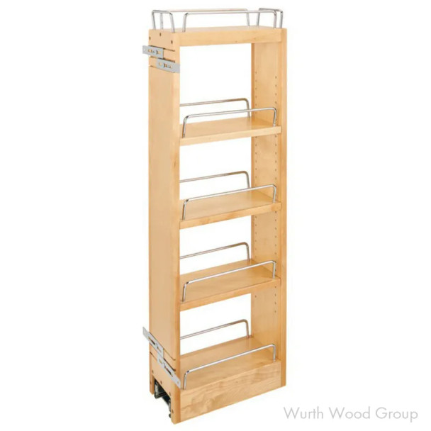 Rev-A-Shelf 448 Maple 5-Shelf Wall Organizer 5" W x 32-5/32" H with Soft-Close Slides, 448-BBSCWC36-5C, 36" HIGH WALL 9" | 448BBSCWC365C