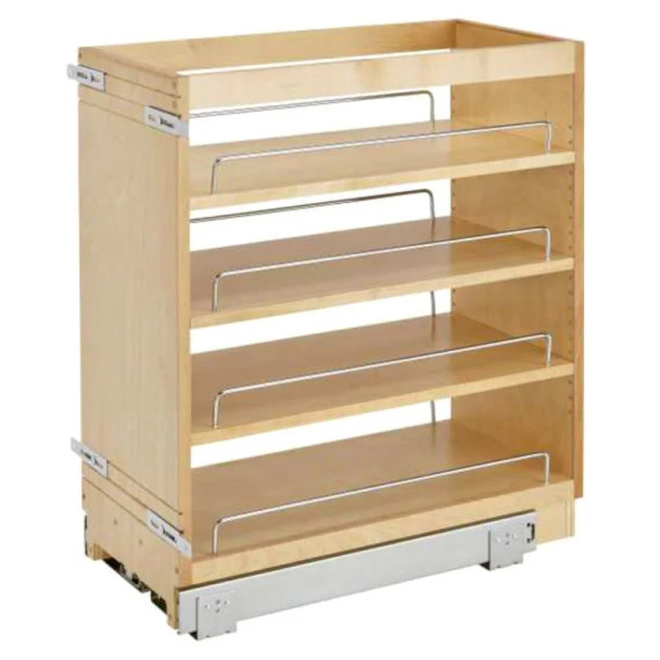 Rev-A-Shelf 448 Maple 11" 4-Shelf Base Cabinet Pullout Organizer with Standard Slides, 448-BC-11C, 11"W x 22 1/2"D x 25 1/2"H | 448BC11C