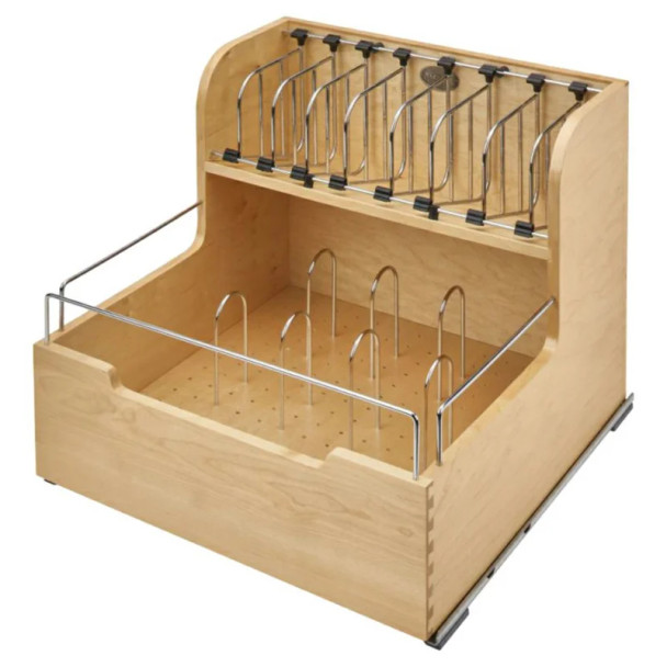 Rev-A-Shelf 4FSCO Maple 20-1/2" 2-Shelf Base Cabinet Pullout Organizer with Soft-Close Slides, 4FSCO-24SC-1, 24" Natural, 20-1/2" (521 mm) W x 21-9/16" (548 mm) D x 18-7/8" | 4FSCO24SC1