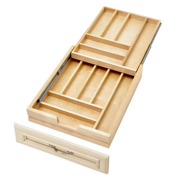 Rev-A-Shelf 4WTCD Series 15"W Maple Cutlery Drawer Soft-close Full extension Slides, Door Mount - 4WTCD-18HSC-1 | 4WTCD18HSC1
