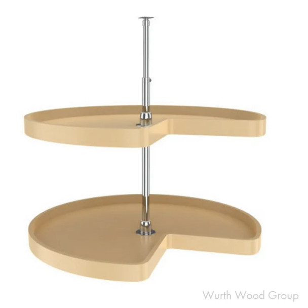 Rev-A-Shelf 6472 28" D White Polymer Kidney Shape Lazy Susan Independently Rotating, 2 Tray Set with Hardware, Bulk Pack of 5 Sets, 6472-28-11-4S-30 | 647228114S30