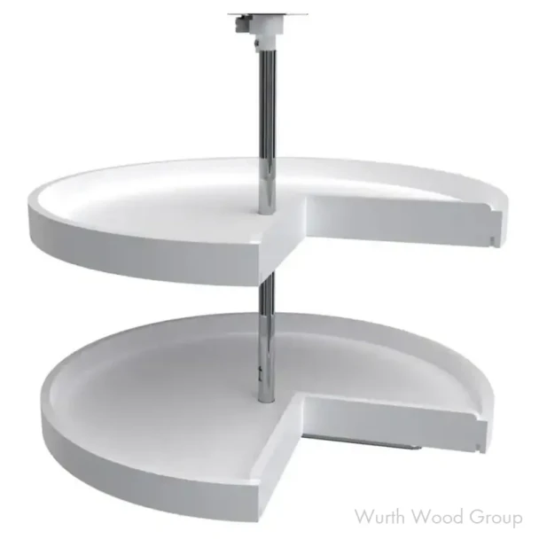 Rev-A-Shelf 6942 28" D White Polymer Pie-Cut Susan, Dependently Rotating  2 Tray Set with Hardware, 6942-28-11-52 | 6942281152