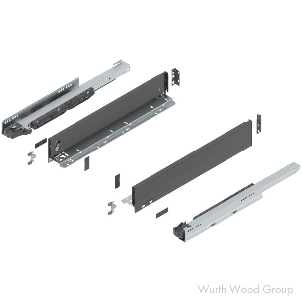 20" Legrabox Drawer System M Height, 3-9/16", 125lb Capacity Full-Extension with BLUMOTION, Orion Gray, 20" X 90.5MM | 770M50S0S