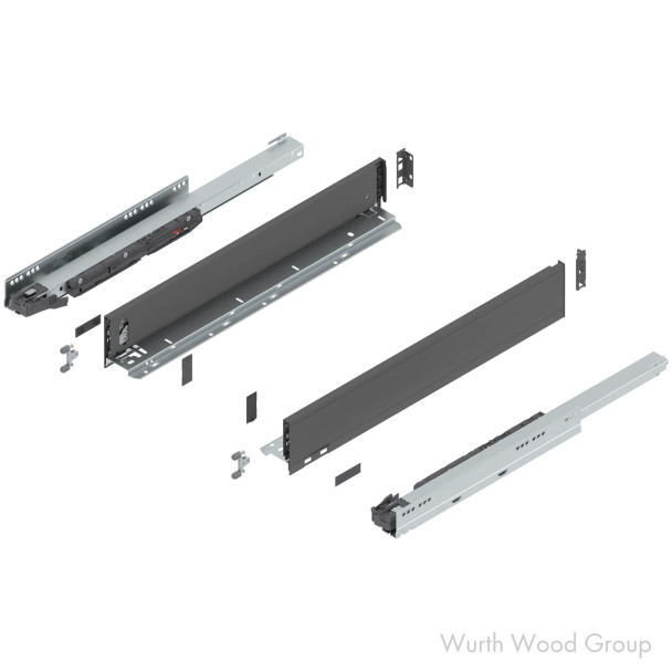 22" Legrabox Drawer System M Height, 3-9/16", 125lb Capacity Full-Extension with BLUMOTION, Orion Gray, 22" X 90.5MM | 770M55S0S