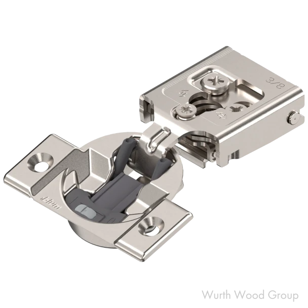 Blum Compact 30C Soft-Close BLUMOTION 3/8" Overlay Face-Frame Hinges Nickel, 105° Screw-On - 30C255B06 | 30C255B06