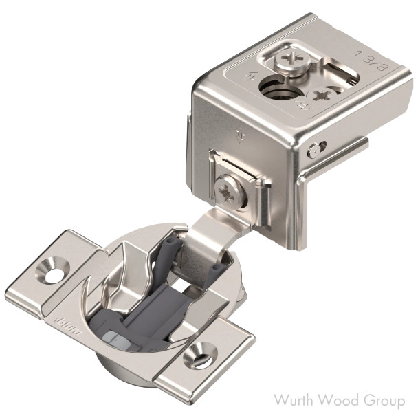 Blum Compact 31C Soft-Close BLUMOTION 1-3/8" Overlay Face-Frame Hinges Nickel, 107° Screw-On - 31C355B22 | 31C355B22