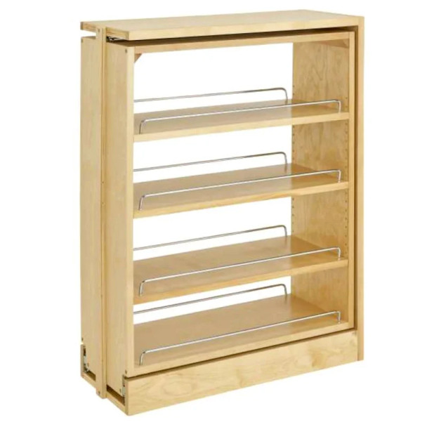 Rev-A-Shelf 432 Maple 9" 4-Shelf Base Cabinet Fillers with Standard Slides, 432-BF-9C, 9"W x 23"D x 30"H | 432BF9C
