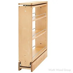 Rev-A-Shelf 438 Maple 6" 3-Shelf Base Cabinet Pullout Organizer with Standard Slides, 438-BC-6C | 438BC6C
