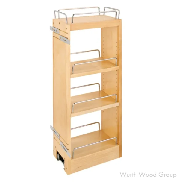 Rev-A-Shelf 448 Maple 4-Shelf Wall Organizer 6-1/2" W x 26-5/32" H with Soft-Close Slides, 448-BBSCWC-6C, 30" HIGH WALL 9" | 448BBSCWC6C