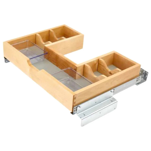 Rev-a-Shelf 27-1/2" U-Vanity Pullout Organizer with BLUMOTION Soft-Closing, Wood | 48630VSBSCSM1