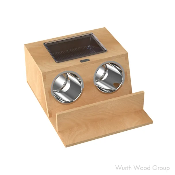 Rev-A-Shelf 4VDI Series 13.16"W Vanity Drawer Insert with Stainless Steel Bins, Maple, 4VDI-18-1, 18" BASE CAB | 4VDI181