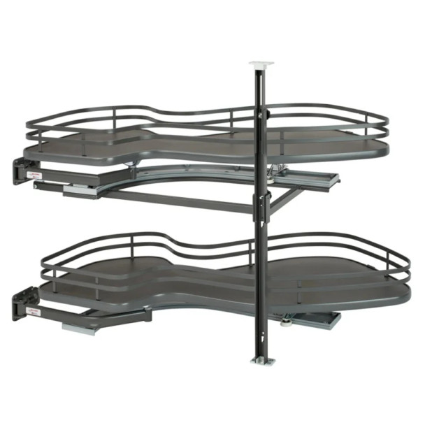 Rev-A-Shelf The Cloud 2-Tier Left Hand Blind Corner Kit for 15" Opening in Fog, Standard Slides, 5372-15-Fog-L | 537218FOGL