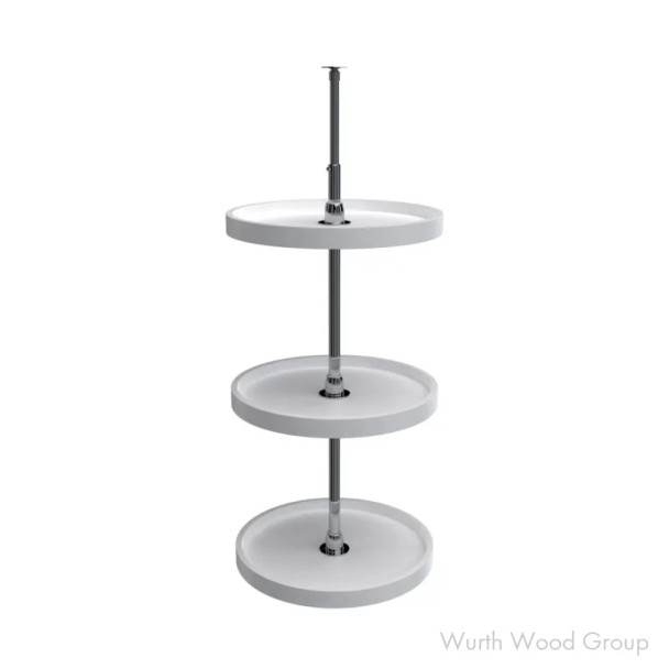 Rev-A-Shelf 6073 20" D White Polymer Full Circle Lazy Susan Independently Rotating, 3 Tray Set with Hardware, 6073-20-11-536 | 60732011536