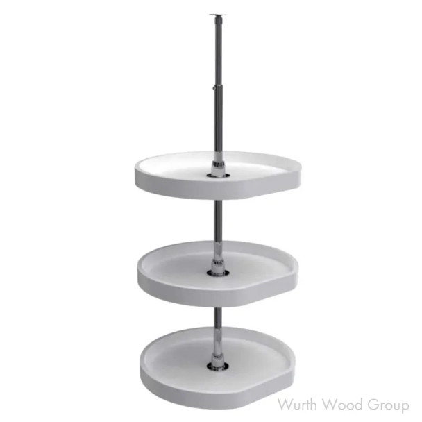 Rev-A-Shelf 6273 20" D White Polymer D-Shape Lazy Susan Independently Rotating, 3 Tray Set with Hardware, 6273-20-11-536 | 62732011536