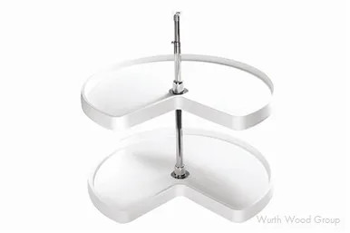 Rev-A-Shelf 6472 28" D White Polymer Kidney Shape Lazy Susan Independently Rotating, 2 Tray Set with Hardware, Bulk Pack of 5 Sets, 6472-28-11-4S, Dia: 32" | 647232114S