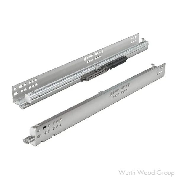 Hettich Quadro V6 5D 18" Soft-Close Full Extension Undermount Drawer Slides, Ball Bearing Right hand Zinc - 9374900 | 9374900