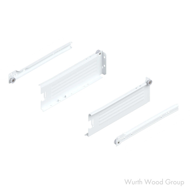 Metabox 320M Drawer Slide with 75lb Capacity, 3/4 Extension, Soft-Closing, 3-1/2", White, 11, 11" | CT320M2700C15