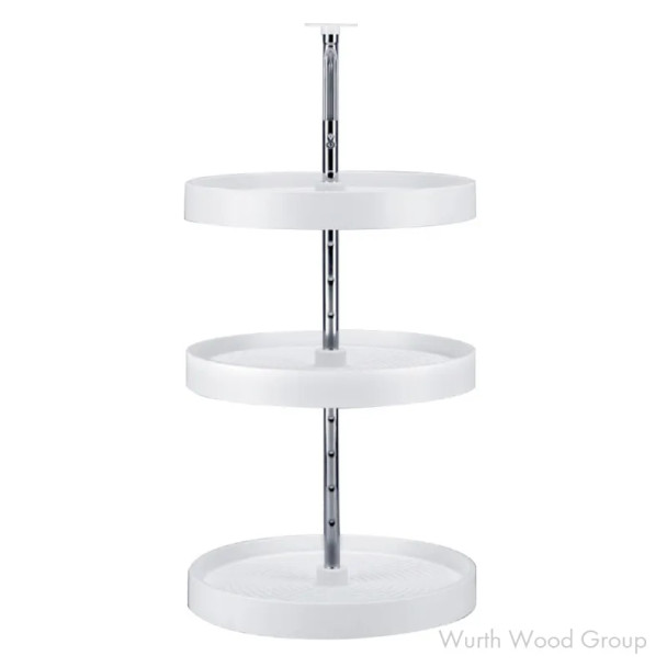 Rev-A-Shelf LD-2063 18" D White Full Circle Lazy Daisy Susan Independently Rotating, 3 Tray Set with Hardware, LD-2063-1836-11-1 | LD20631836111