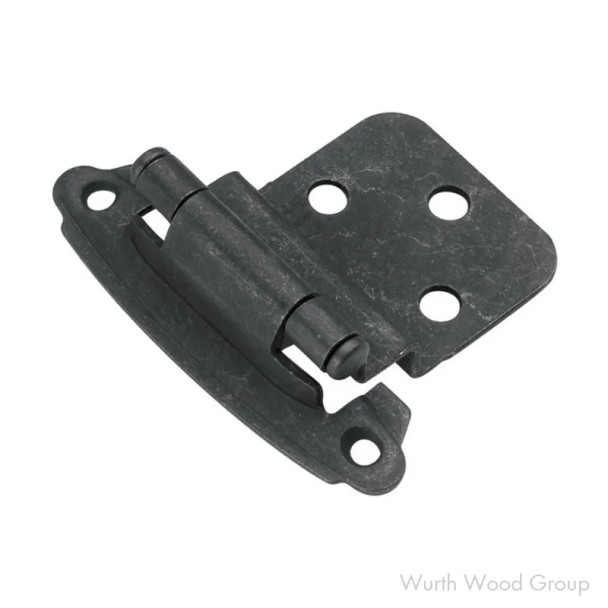Hickory Hardware Self-Close 3/8" Inset Face Mount Hinge, Screw-on Black Iron - P243-BI | P243-BI