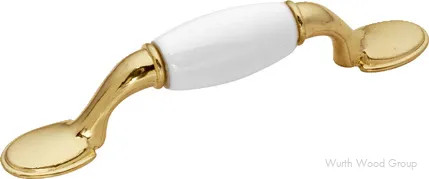 Hickory Hardware Tranquility Series 3" (76 mm) Center to Center White/Bright Brass Pull, - P796-W | P796-W